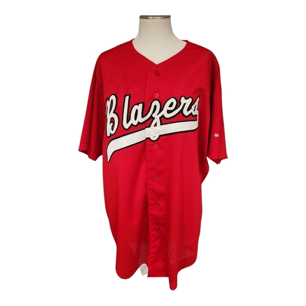 Wilson Blazers Red Baseball Jersey Size XL | Button Front Team Sports Shirt - Picture 2 of 9